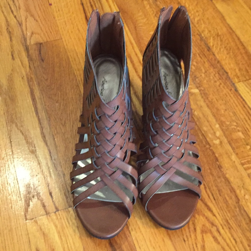 American Eagle Peep Toe Wedge Sandals